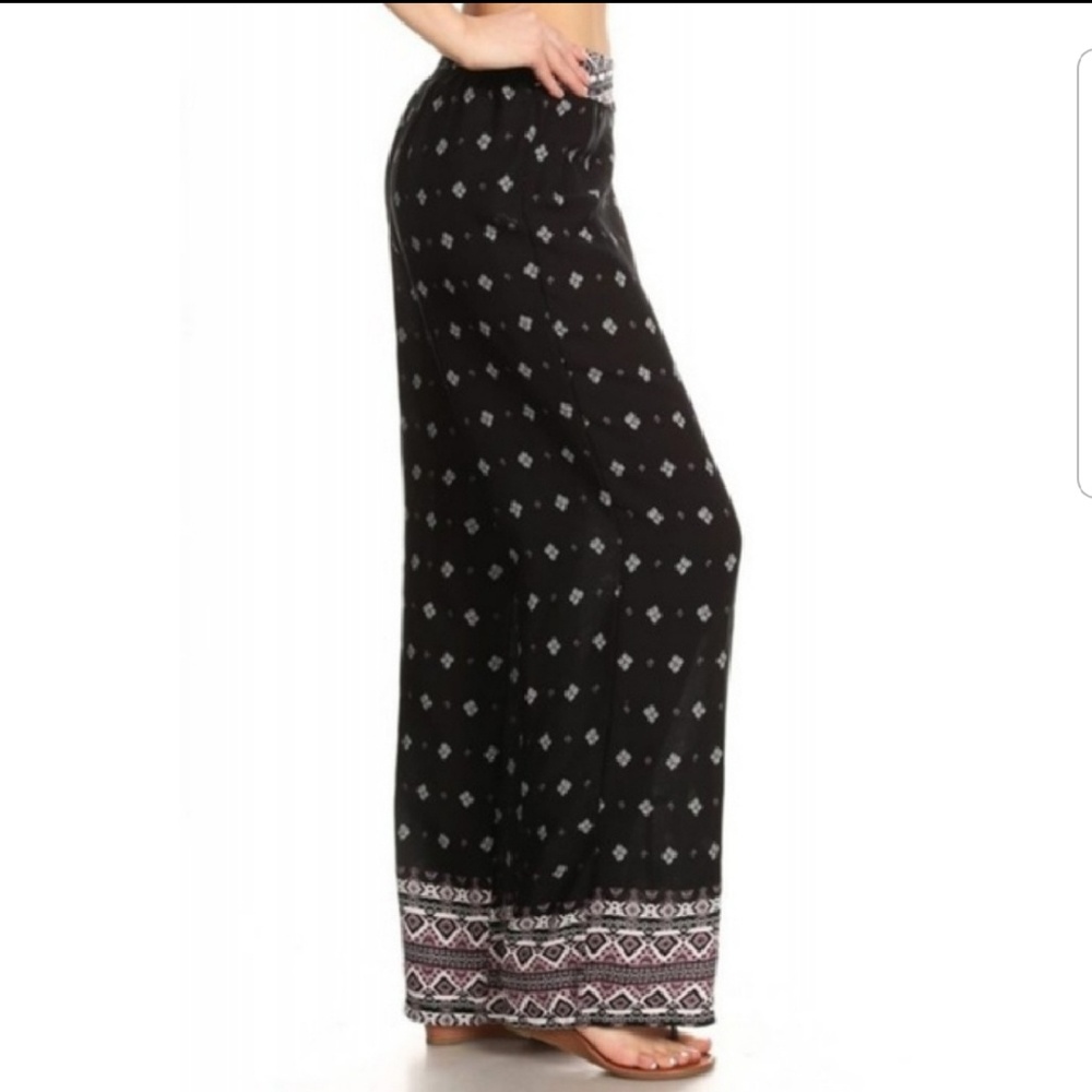 NWT Pattern Border Floaty Pink Black Pants S M L XL